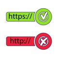 The HTTP and HTTPS protocols. Safe and reliable web browsing. Vector illustrations Royalty Free Stock Photo